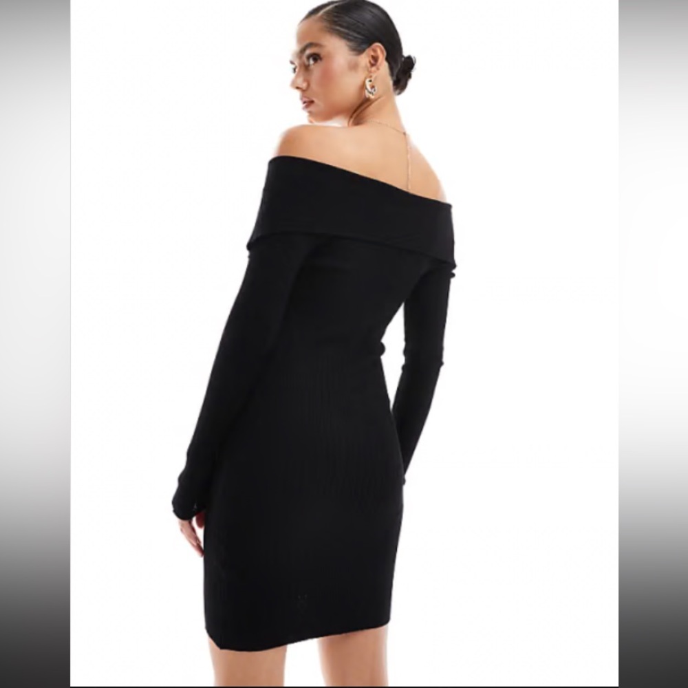 Patty Boutik-off-the-shoulder black sweater dress